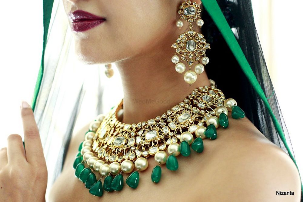 Photo of Emerald jewellery with polki necklace