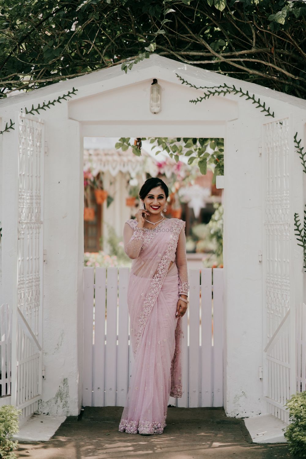 Photo of christian bride bridal saree in light pink