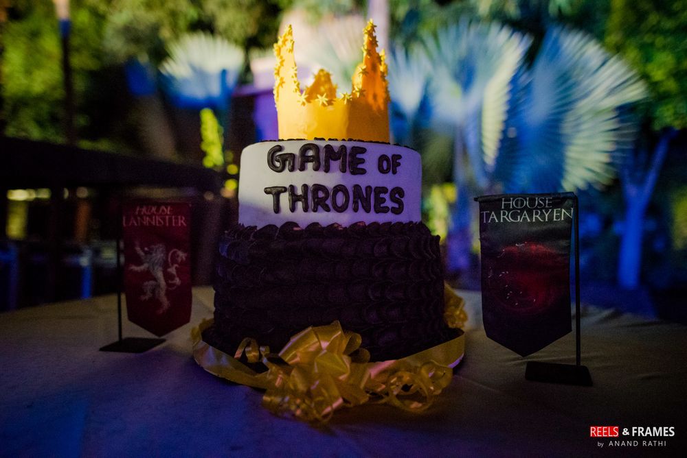 Photo of Game of Thrones-themed wedding cake.