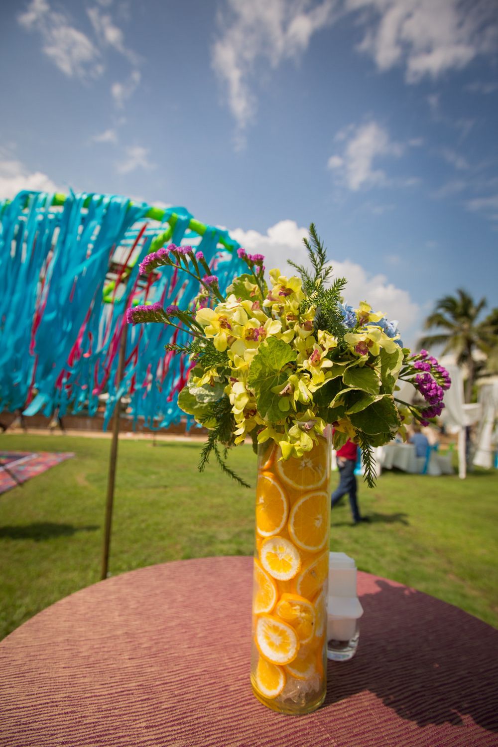 Photo of Pineapple floral vase used as a table centrepiece.
