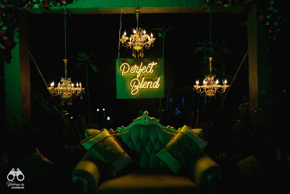 Photo of LED Monograms for sangeet decor.