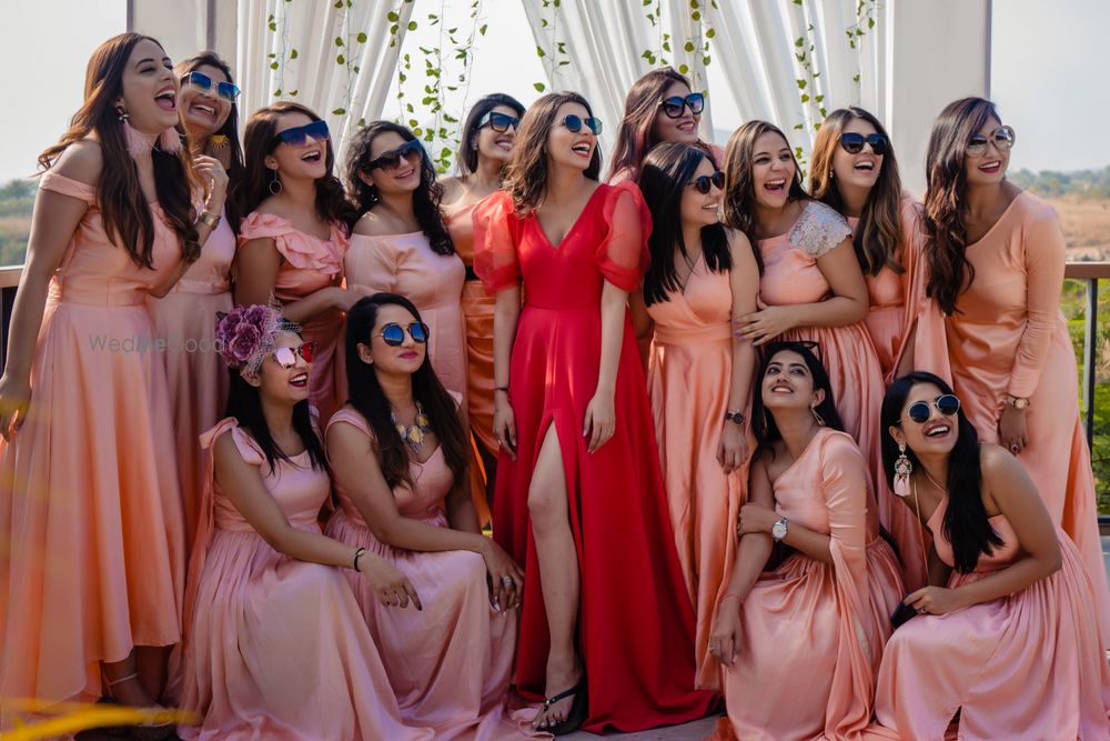 Photo of bride with bridesmaids bachelorette photo