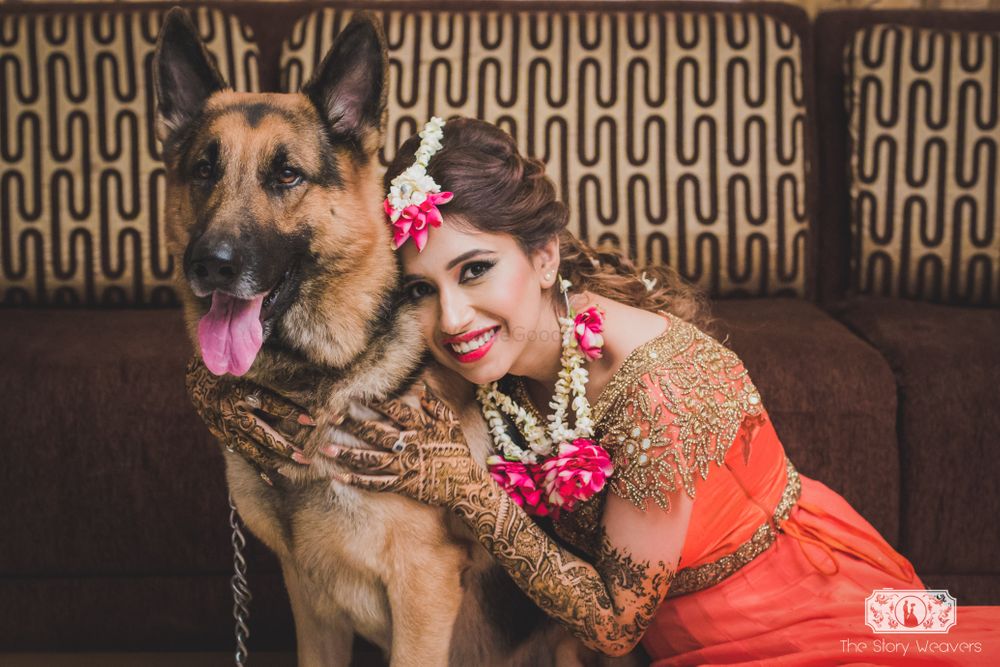 Photo of Bridal Mehendi Portrait with Pet Dog