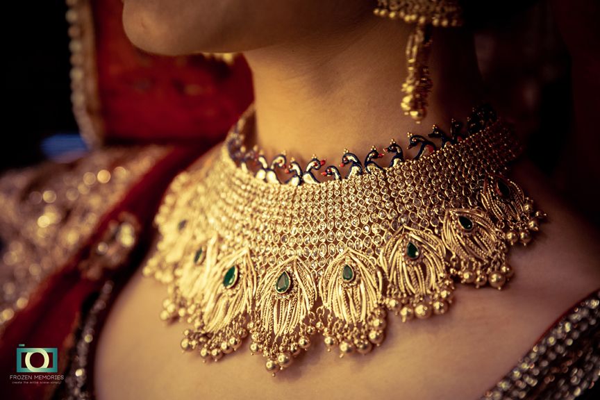 Photo of Unique Bridal Necklace with Peacock Design with Ghungru