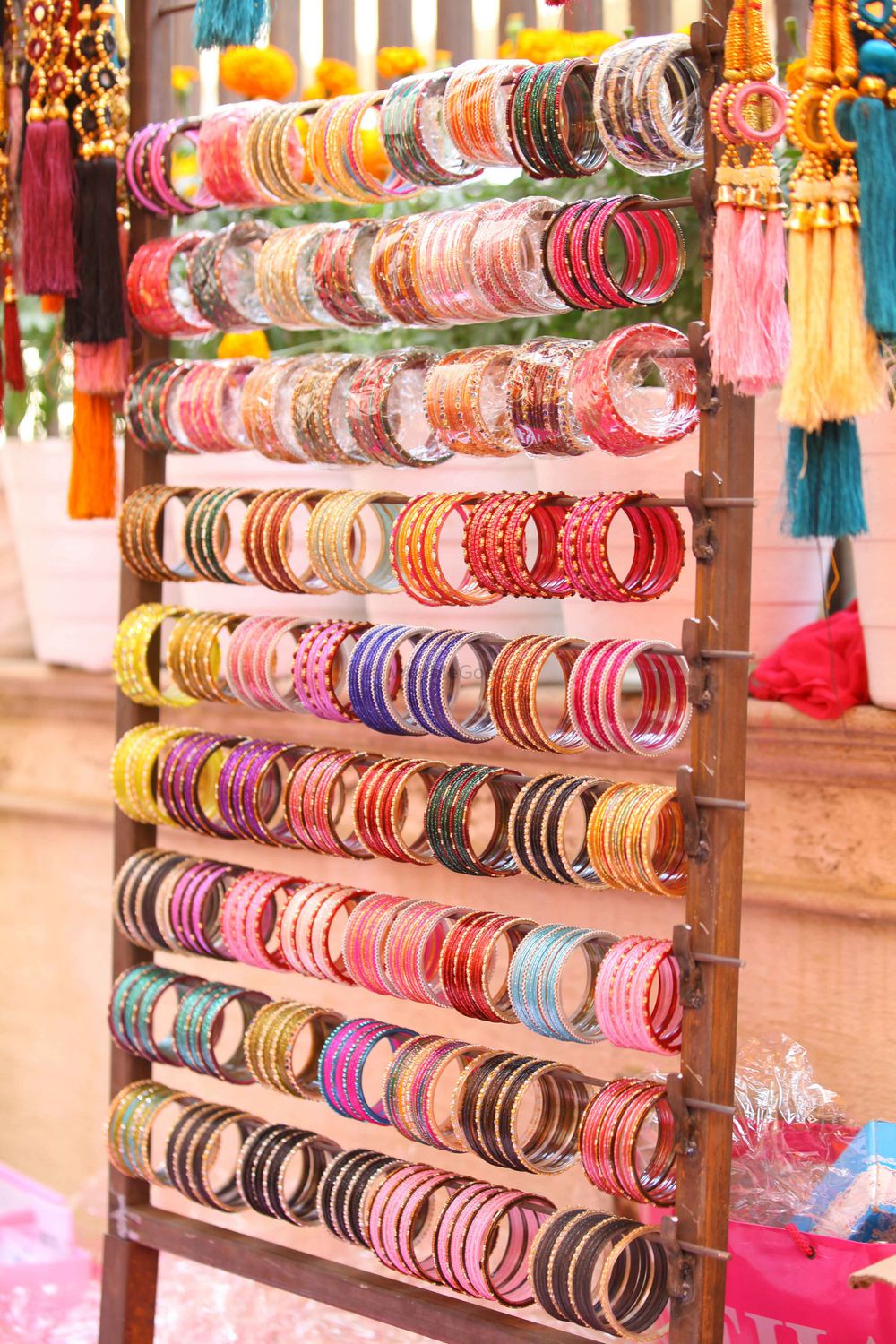 Photo of Bangles on Stand as Favour for Mehendi