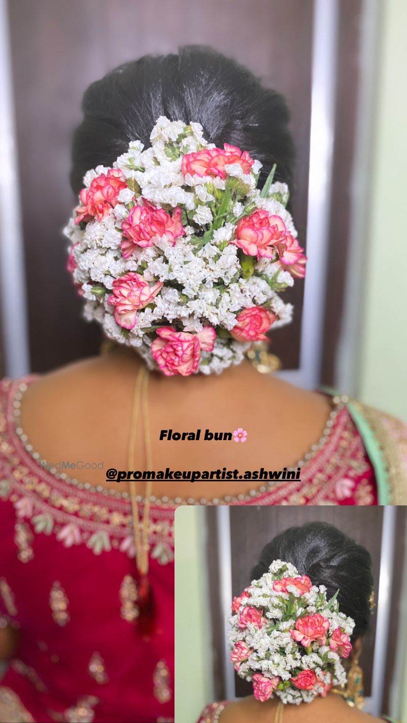 Photo From Bridal Floral Buns & Hairstyles - By Ashwini Makeovers