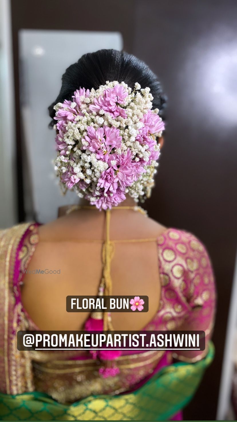 Photo From Bridal Floral Buns & Hairstyles - By Ashwini Makeovers