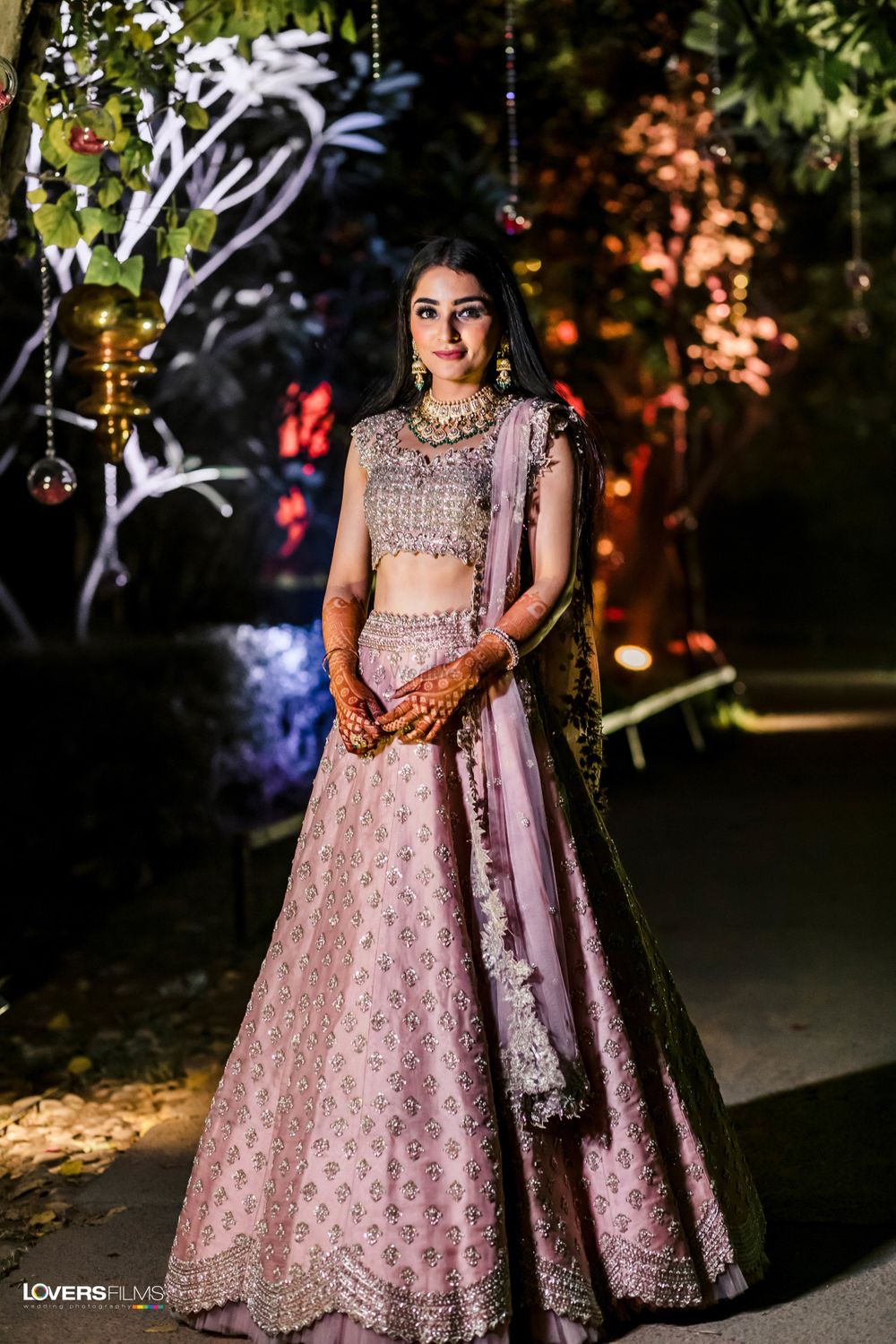 Photo of pretty silver and lilac lehenga for engagement