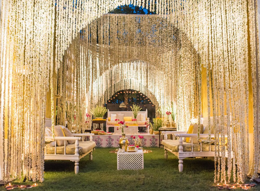 Photo of Entrance Decor with Hanging Mogra Strings