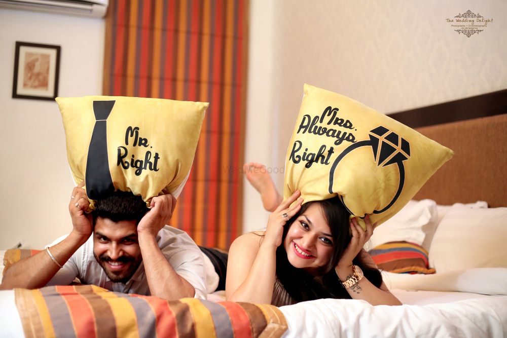 Photo of Pre wedding Shoot with Customised Cushion Props
