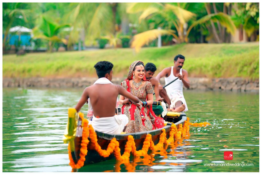 Photo of Bride Entering on a Boat in Destination Wedding