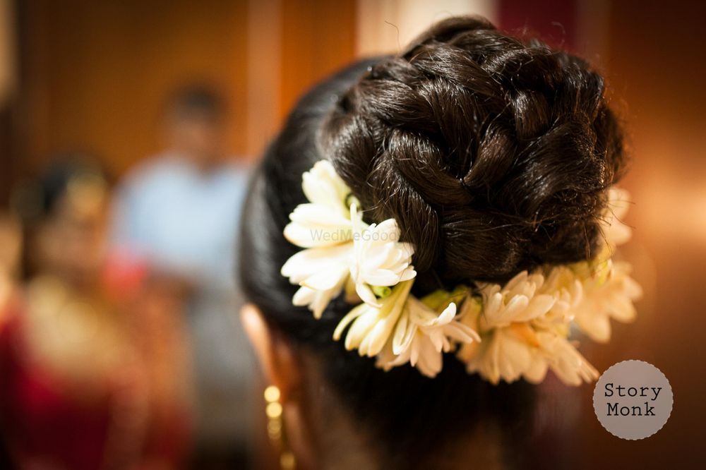Photo of Bridal Bun with Mogra Flowers