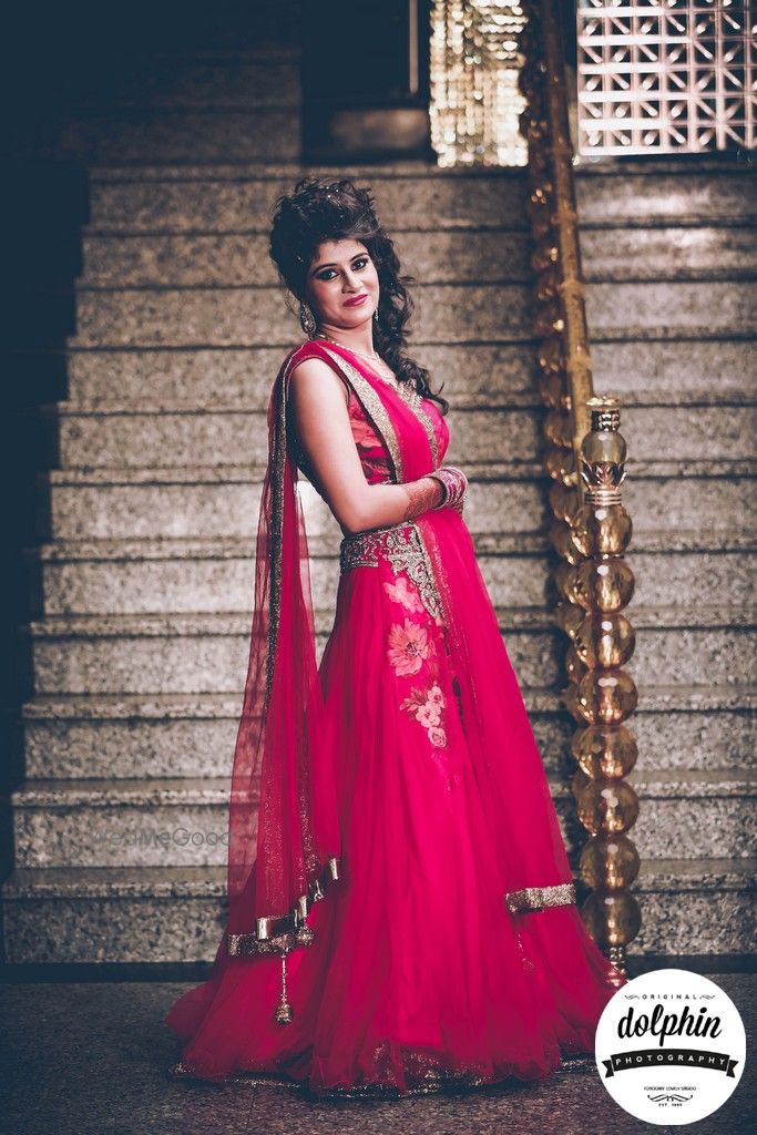 Photo of Deep Pink Light Lehenga with Dull Gold Border