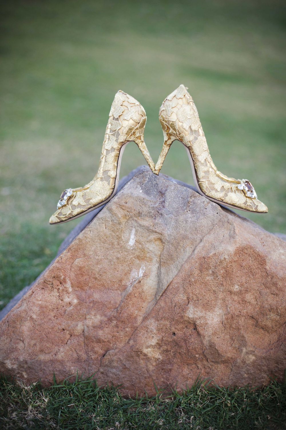 Photo of Gold Lace Bridal Shoes