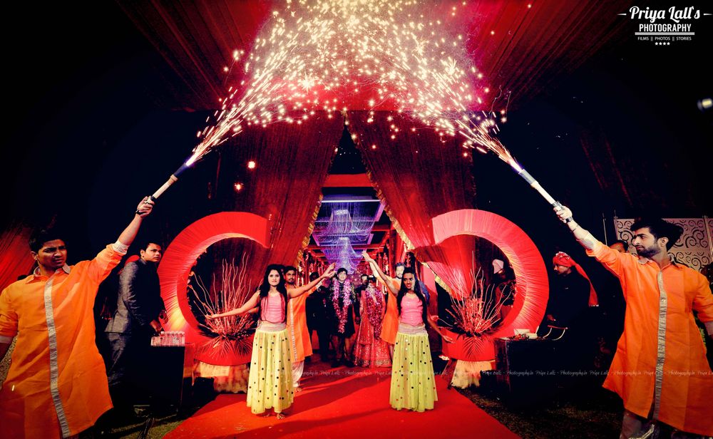Photo of Dancers entering to cold pyros on sangeet