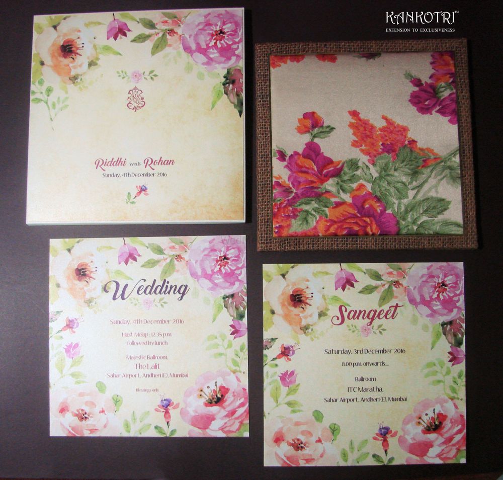Photo of Watercolour floral print invitation cards