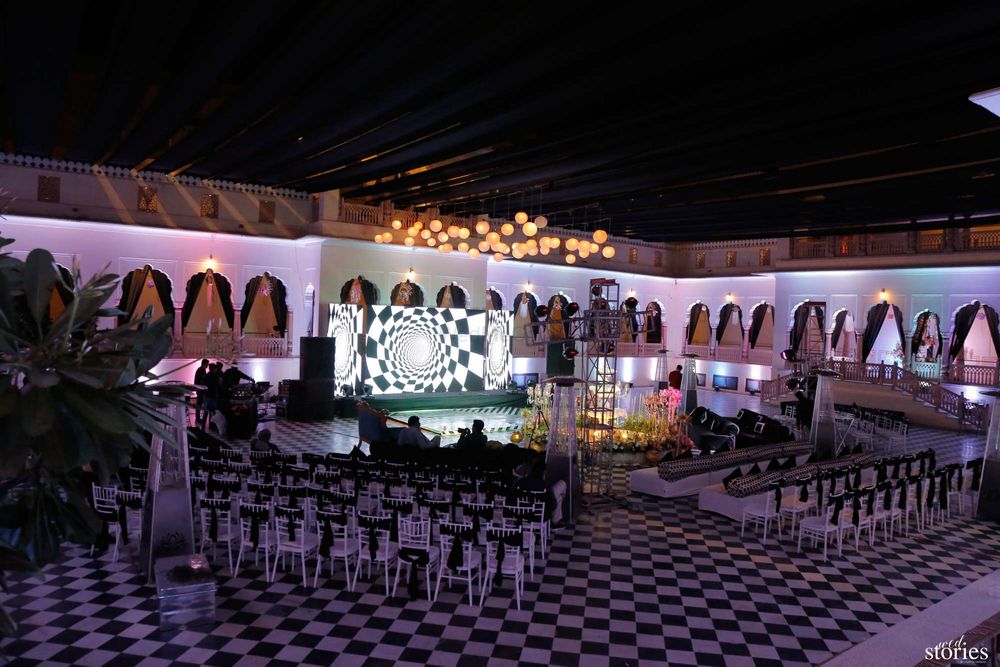Photo From Jaibagh Palace Jaipur Black & White Cocktail - By Dream Day Wedding Planner
