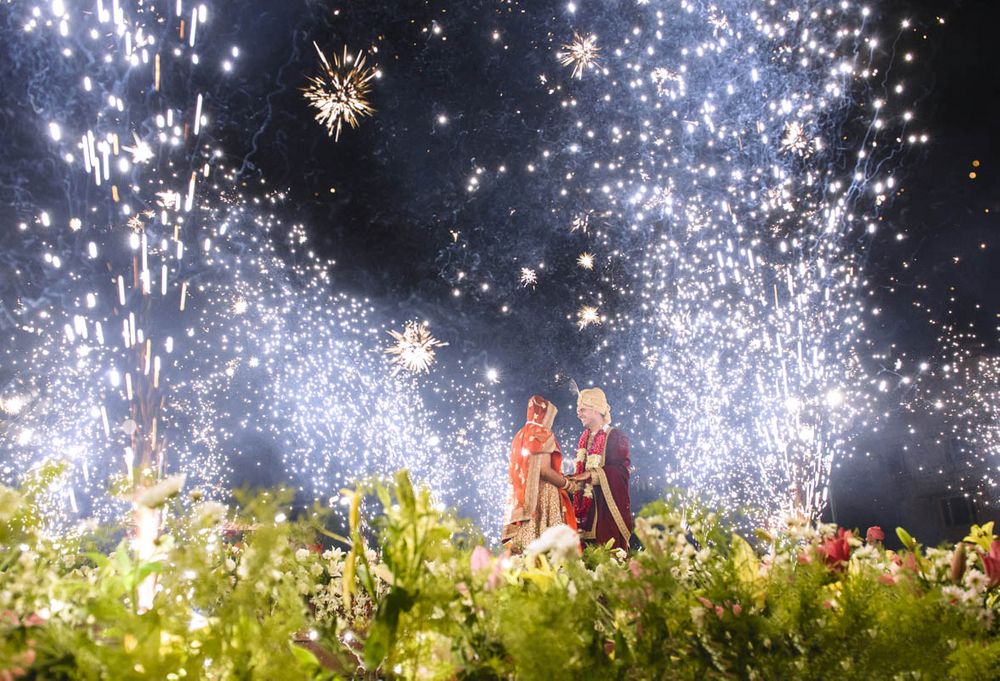 Photo of Wedding shot with fireworks