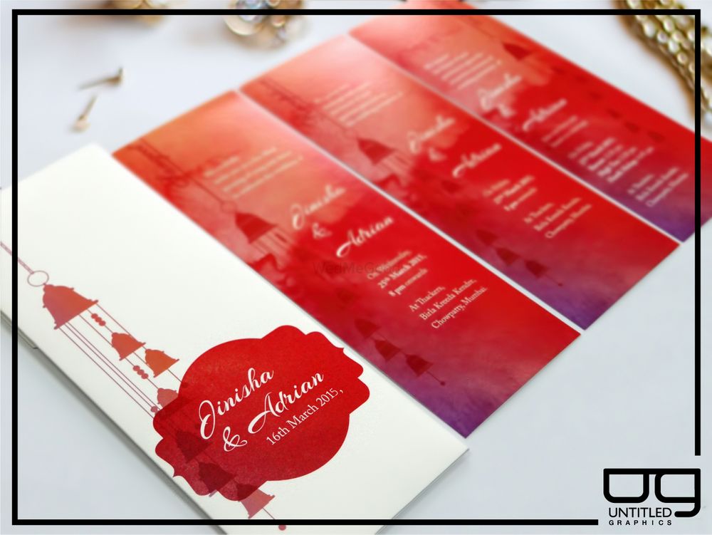 Photo of red and white wedding card