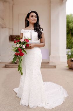 signature Christian bridal hand embellished blush saree in net  Kavani  Bridal Wear