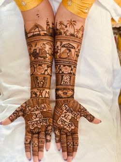 Jaan Prasthan!!! Dulha with Varmala and Dulhan in Doli followed with the  sacred ritual of Sin… | Bridal mehndi designs, Bridal mehendi designs  hands, Mehndi designs