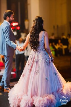 Photo of Pretty pink sangeet gown | Engagement dress for bride, Engagement  dress for groom, Bride reception dresses