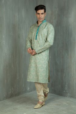 Buy Indian Ethnic Clothing - Durga Pooja Mustard Men Kurta Pyjamas
