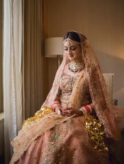 Wedding lehenga peach outlet colour