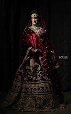 sabyasachi maroon bridal lehenga