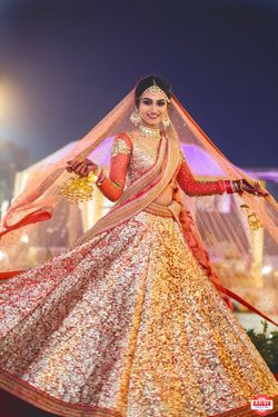 golden bridal lehenga with price