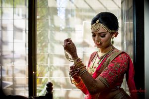 Red and gold banarsi silk saree