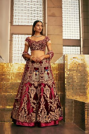 Magnetic Maroon Color Heavy Embroidered 