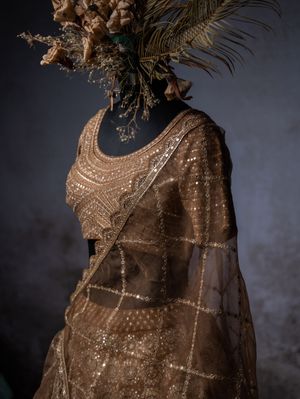 Brown Silk Handmade Bridal Lehenga For Royal Wedding – FOURMATCHING