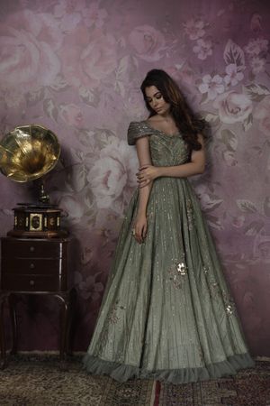 Dark green colour gown top