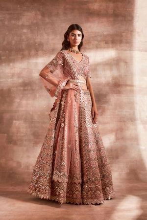 Influence Pink Indian Wedding Reception Lehenga Choli Set In Net SFPAR –  ShreeFashionWear
