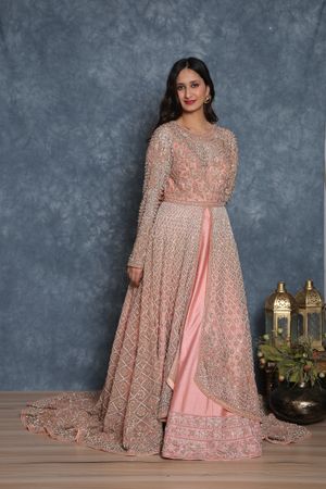 Peach colour online gown for engagement