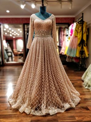peach gown dress