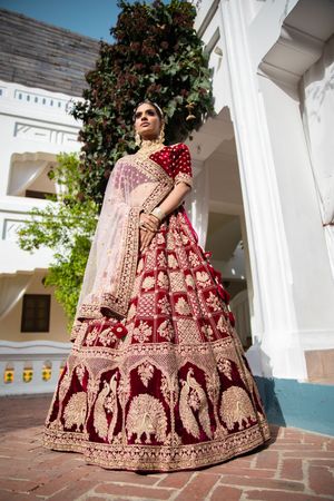Maroon bridal lehenga with price online