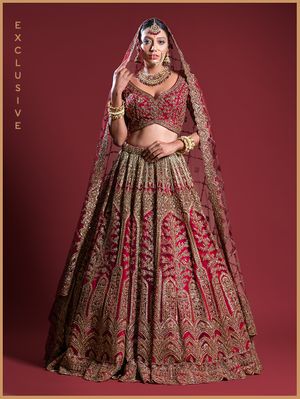 Maroon Bridal Lehenga - Latest Designer Collection with Prices - Buy Online