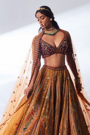 Buy Bollywood Model Brown Net sequins work lehenga in UK, USA and Canada-anthinhphatland.vn