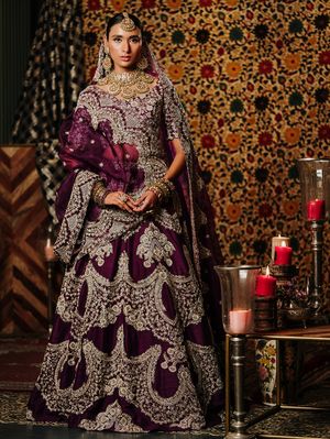 Dark purple bridal lehenga shop