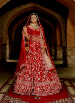 Red Lehenga for Reception Designer Collection with Prices