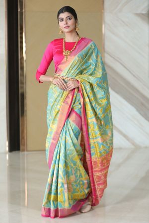 Green Silk Engagement Contemporary Saree