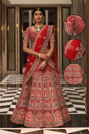 Bridal lehenga shop red colour