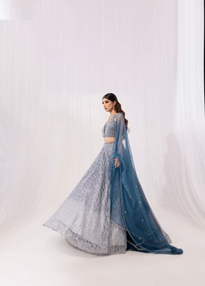 sachin and babi light blue dress new lace party /engagement/preshoot/wedding dress back adjustable light blue  offshoulder with shoulder strap