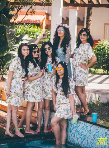 Matching Bridesmaids at Bachelorette Party in Dresses