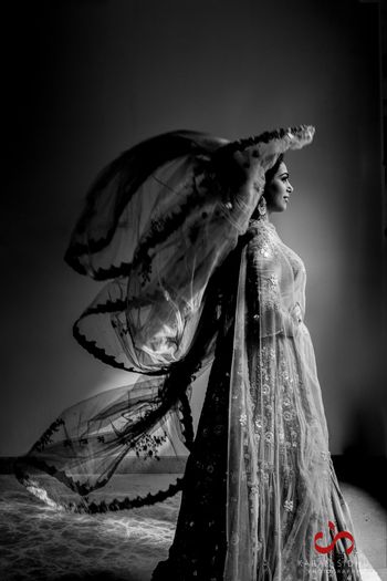 Photo of unique black and white bridal portrait idea