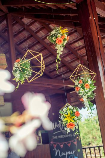 Photo of Floral arrangements in geometric cubes