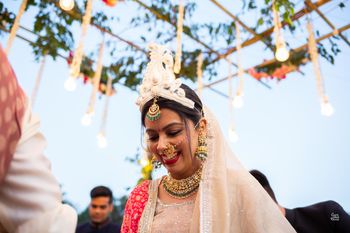 A happy bridal shot on her wedding. 