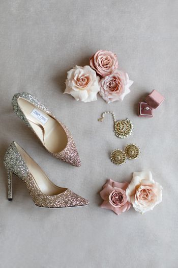 Shimmery bridal footwear.